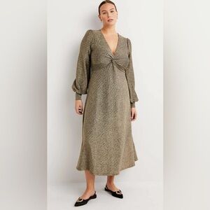 Boden metallic gold shimmer jersey midi dress size 10R New with tags. d0405
